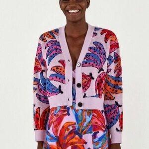 Farm Rio Rainbow Banana Cropped Cardigan